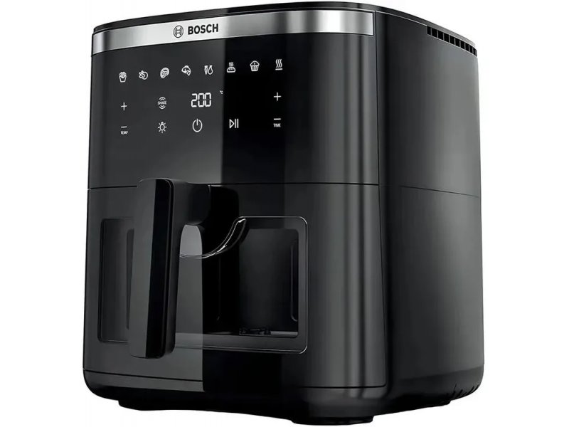 Bosch MAF671B0 аэрогриль чёрный — сенсорная панель управления и съёмная корзина