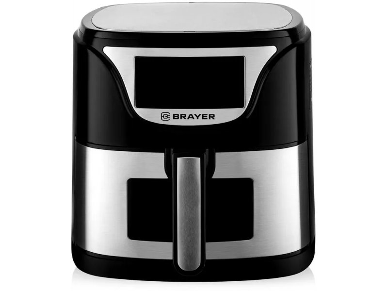 Аэрогриль Brayer BR2037 чёрный серебристый — цифровой дисплей на верхней панели, металлические вставки, ручка управления спереди