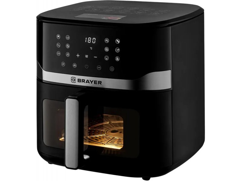 Brayer BR2040 аэрогриль 10 л — сенсорная панель управления и нагревательный элемент внутри