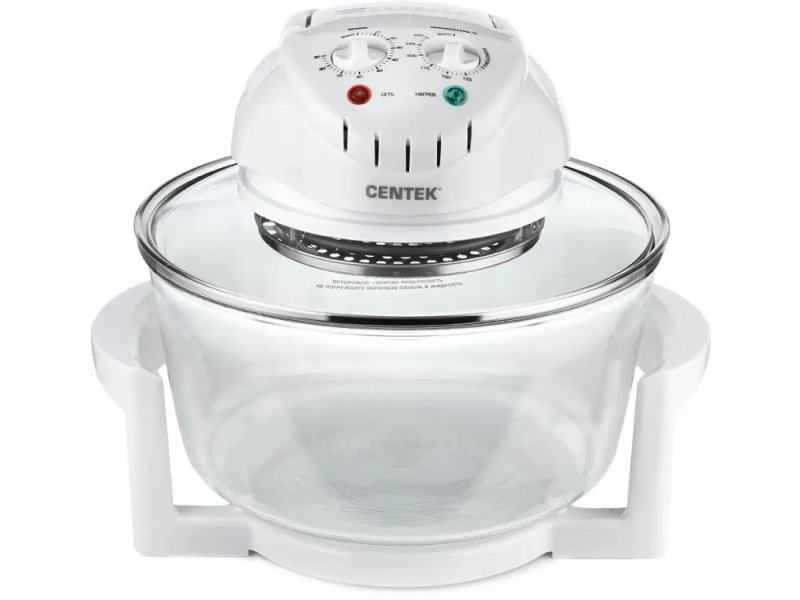Centek CT-1456 белый аэрогриль стеклянная чаша 17 л вид спереди
