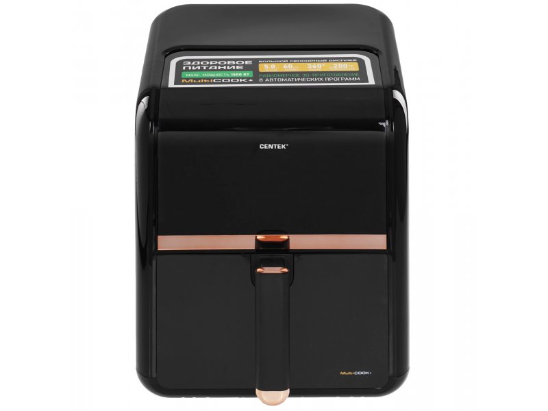 Centek CT-3102 аэрогриль черный с сенсорным дисплеем вид спереди