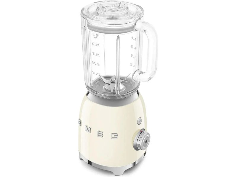 Smeg BLF03CREU боковой вид — металлический корпус кремового цвета с серебристыми деталями