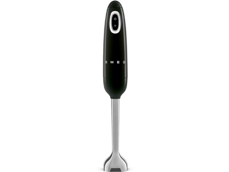 Smeg HBF03BLEU погружной блендер 700 Вт вид спереди — чёрный корпус с серебристой деталью