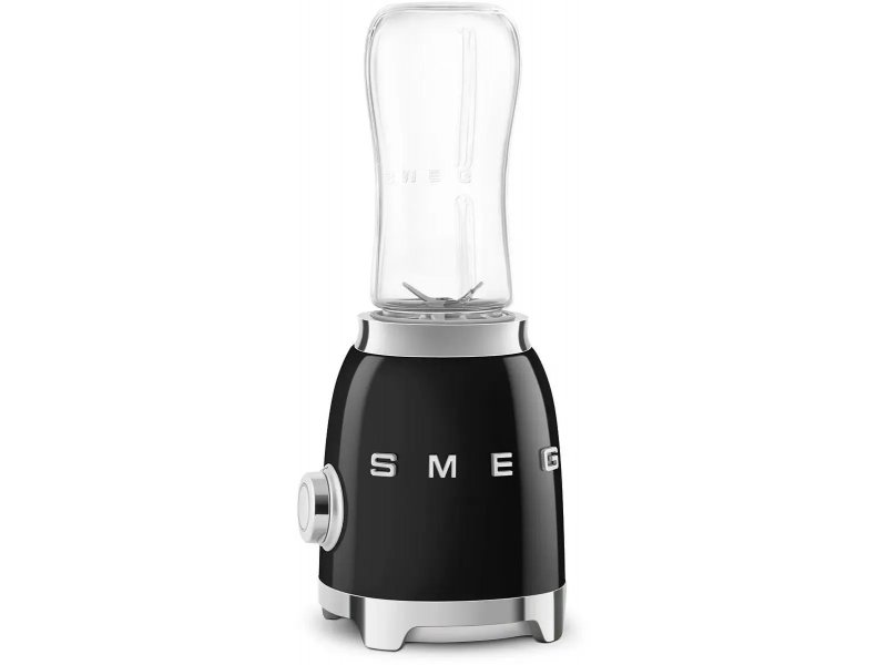 Smeg PBF01BLEU черный — вид с противоположной стороны, боковой профиль корпуса с ручкой управления