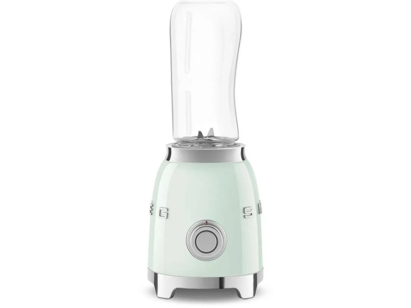 Smeg PBF01PGEU зелёный — круглая кнопка управления в центре корпуса, прозрачный кувшин