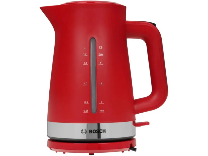 Bosch TWK4M224 красный электрический чайник на подставке с индикатором уровня воды