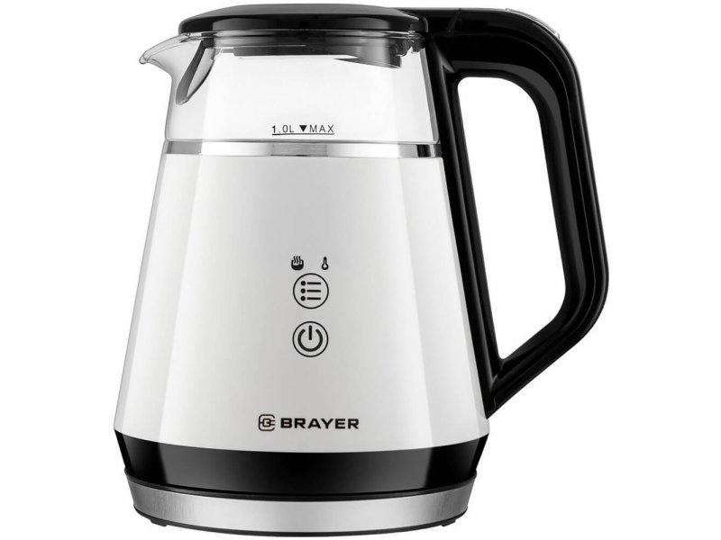 Brayer BR1084 электрический чайник 1 л с кнопочным управлением и индикатором уровня воды