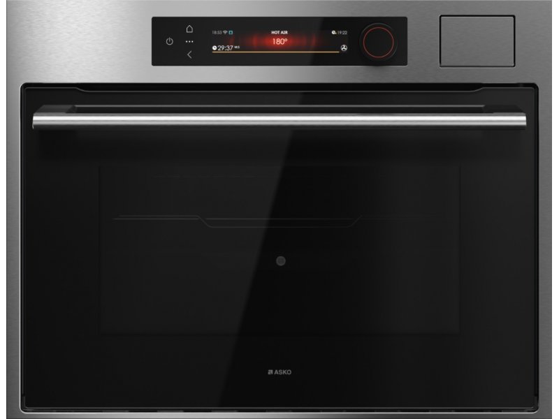 Asko OCS64SSH вид спереди &mdash; TFT-дисплей с температурой 180&deg;C, металлическая ручка, нержавеющий корпус