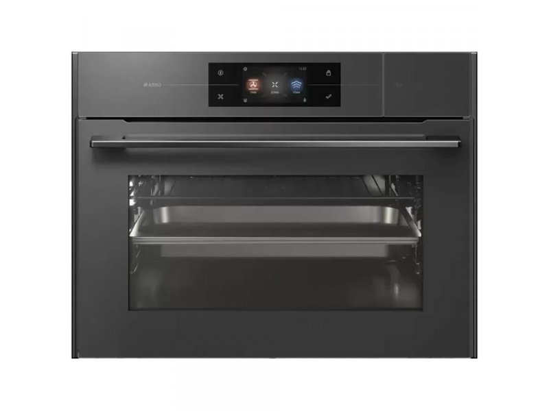 Asko OCS8478GG открытая дверца, сенсорная панель с иконками 23 режимов работы