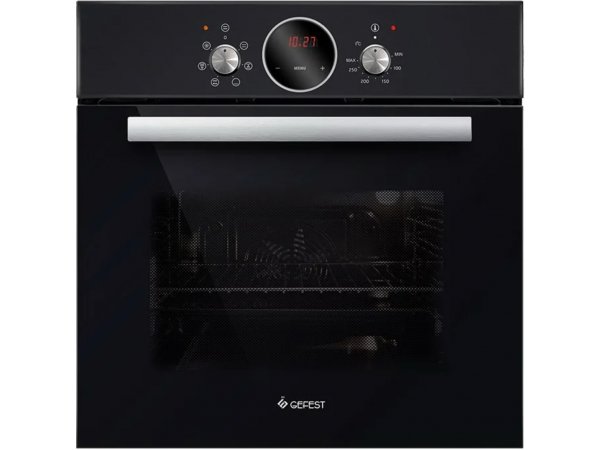 Gefest ДА 602-02 РА встраиваемый электрический духовой шкаф чёрный вид спереди