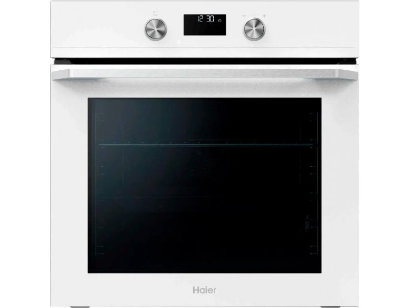 Haier HOQ-K5AAN3GW &mdash; встраиваемый электрический духовой шкаф белый с LED-дисплеем и утапливаемыми переключателями