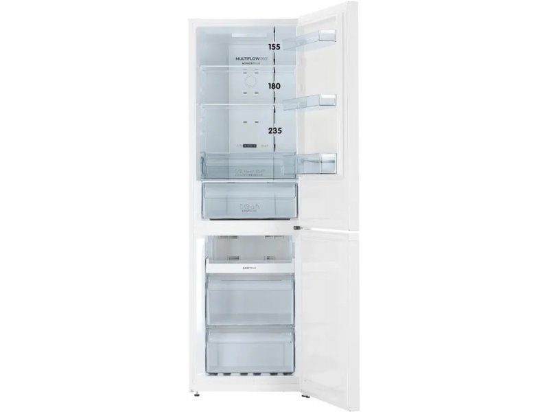 Gorenje NRKP61EA2W4 внутреннее пространство холодильной камеры — полки No Frost Plus и система MultiFlow 360