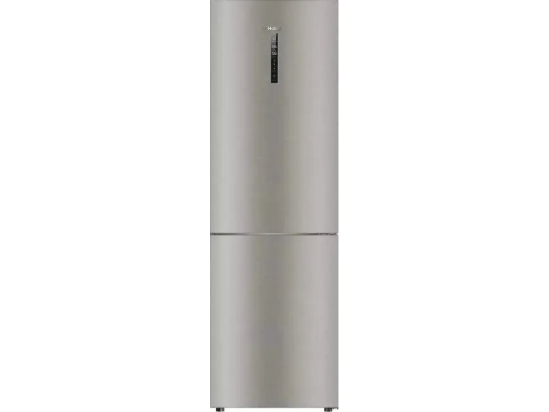 Haier C2F636CXMVU1 — вид спереди, корпус из нержавеющей стали, двухкамерный холодильник с морозильником снизу