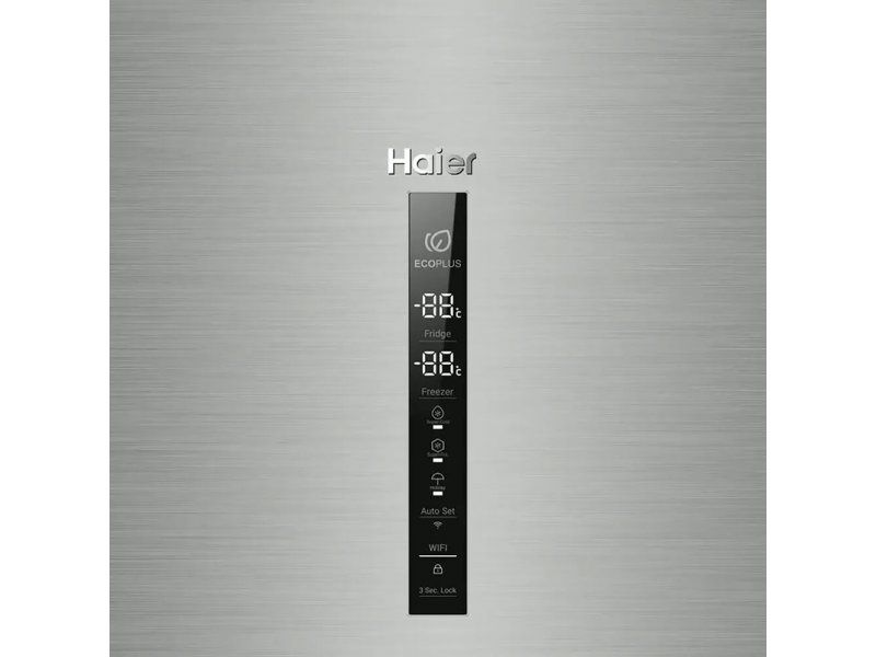 Haier C2F637CFMVU1 — панель управления на дверце с дисплеем температуры, кнопками и индикатором Wi-Fi