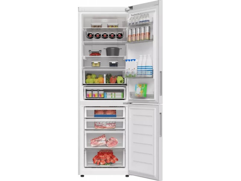 Haier C4F637CWRGU1 с продуктами — демонстрация реальной вместимости 372 л