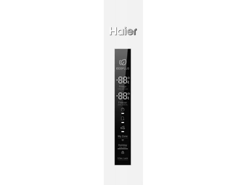 Haier C4F637CWRGU1 — сенсорная панель управления с дисплеями температуры и кнопками режимов