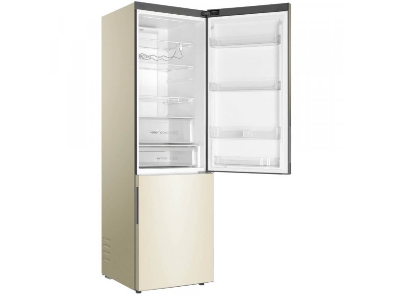 Haier C4F640CCGU1 — обе камеры открыты, полный обзор организации пространства холодильника и морозильника