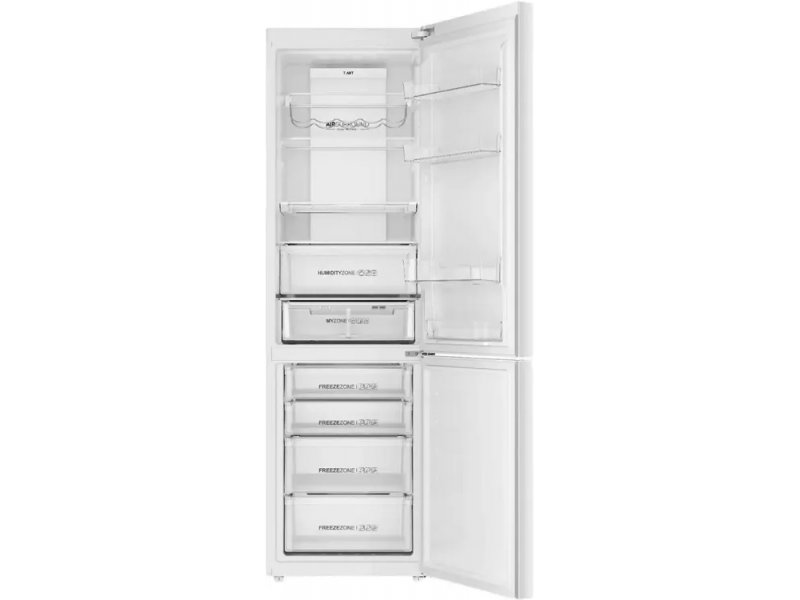Haier C4F640CGWGU1 открытая верхняя камера — внутренняя организация полок, зоны HumidityZone и освещение