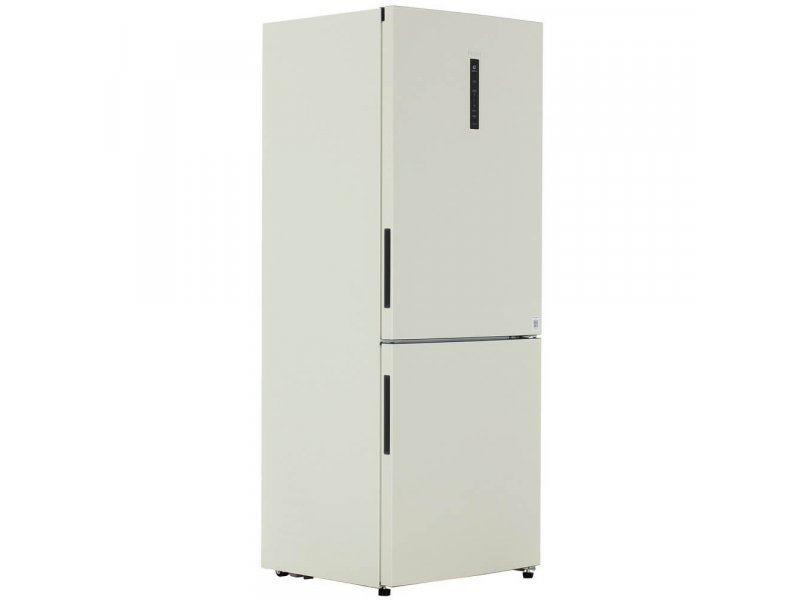 Haier C4F744CCGU1 бежевый трёхчетвертной вид с открытыми дверями — металлический корпус и конструкция