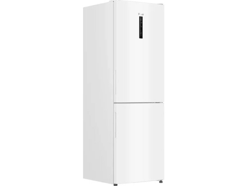 Haier CEF530CWRG — боковой профиль белого холодильника, вид слева, металлический корпус глубиной 60 см