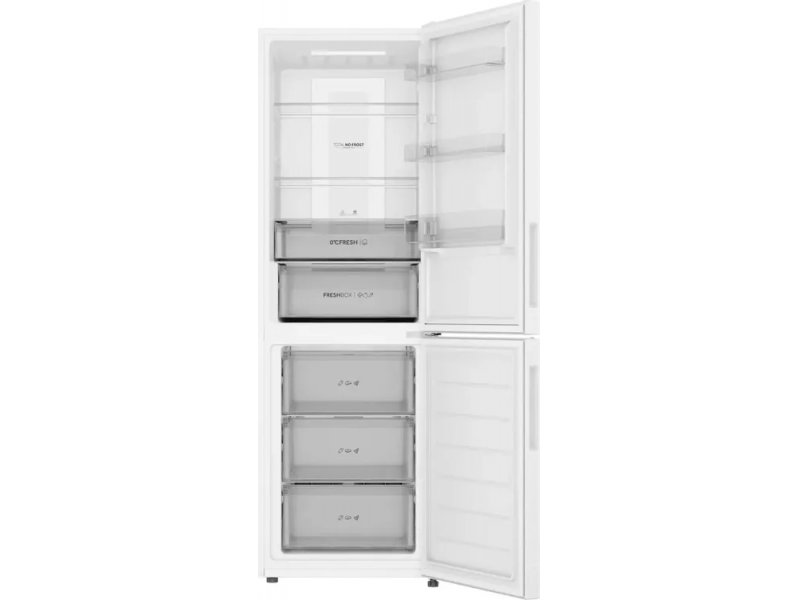 Haier CEF530CWRG — пустые полки холодильной и морозильной камер, структура внутреннего пространства и ящики для хранения