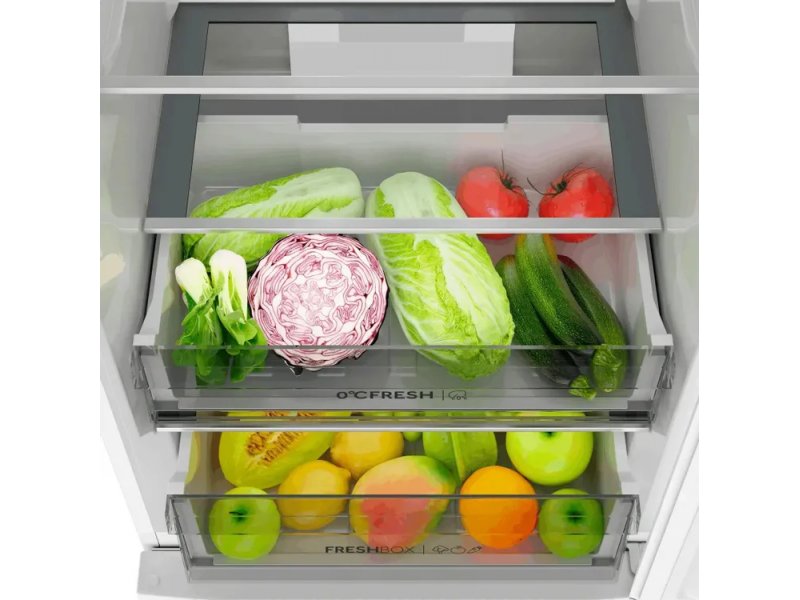 Haier CEF530CWRG — зона свежести O'CFRESH и FRESHBOX с овощами и фруктами, раздельное хранение в специальных ящиках