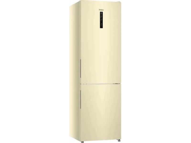 Haier CEF538CCG бежевый — вид сбоку под углом, металлические двери, глубина 65 см