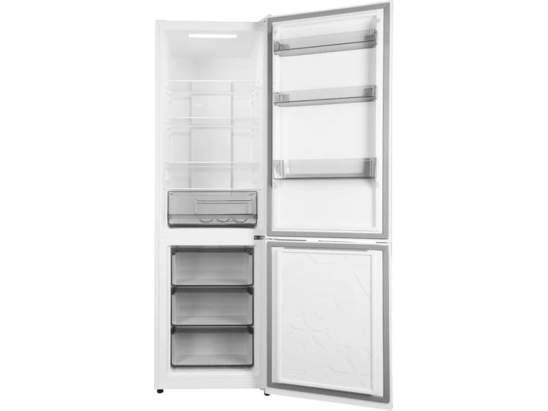 Hyundai CC35083F с открытыми дверями — внутренняя компоновка холодильной и морозильной камер
