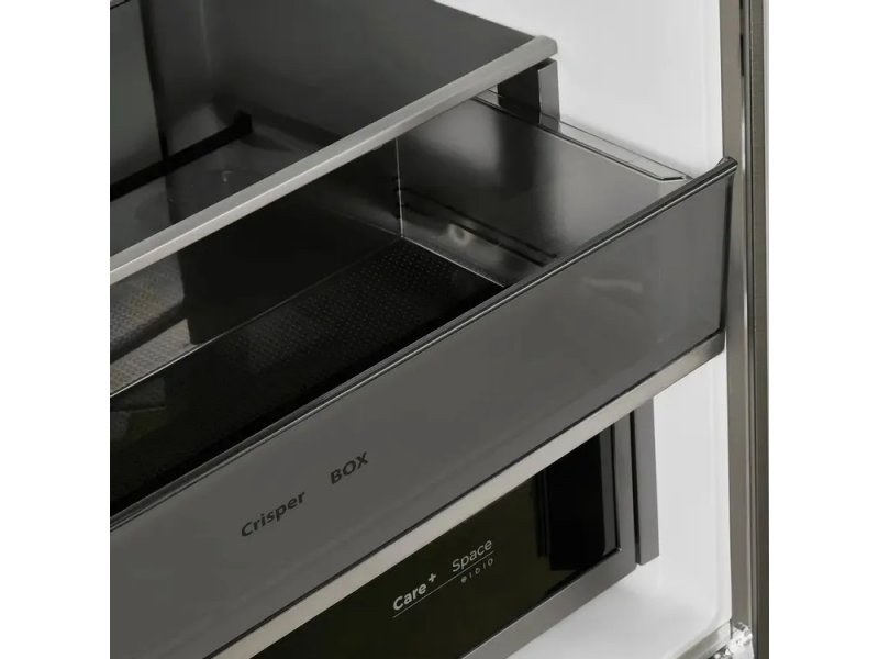 Maunfeld MFF183NFBE открытый ящик Care+ Space Crisper Box детальный вид выдвижного механизма