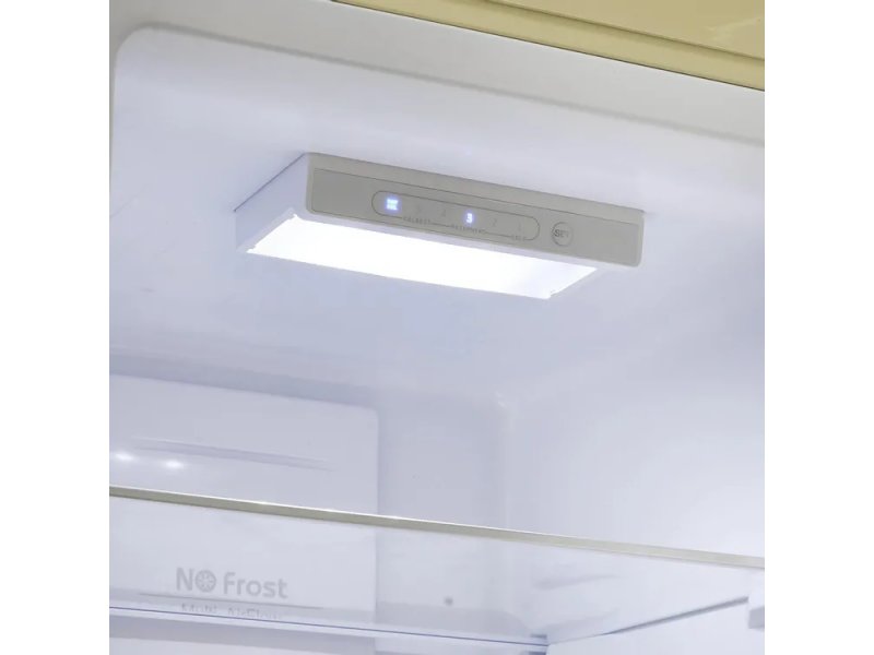 Maunfeld MFF186NFRBG LED-подсветка и электронная панель управления с кнопками в верхней части холодильной камеры