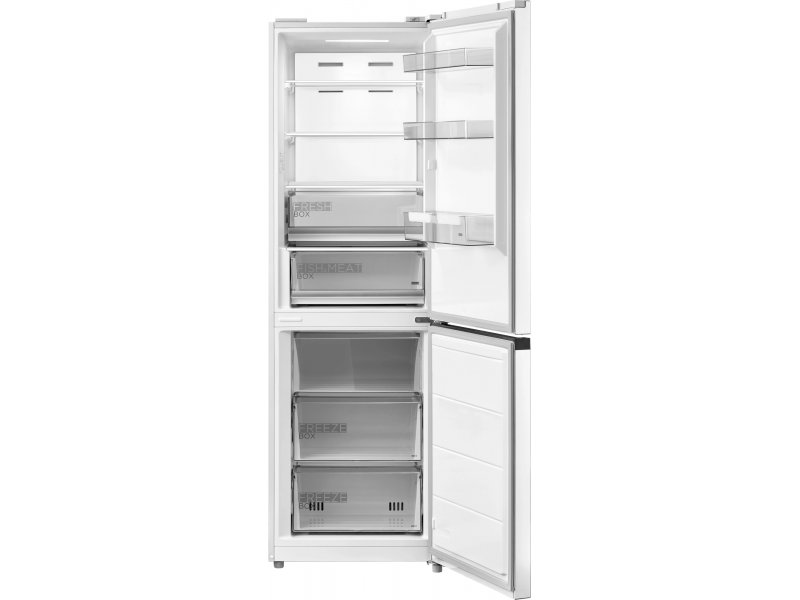 Midea MDRB469MGF01I внутреннее пространство холодильника — полки, ящики для овощей и морозильная камера с тремя ящиками