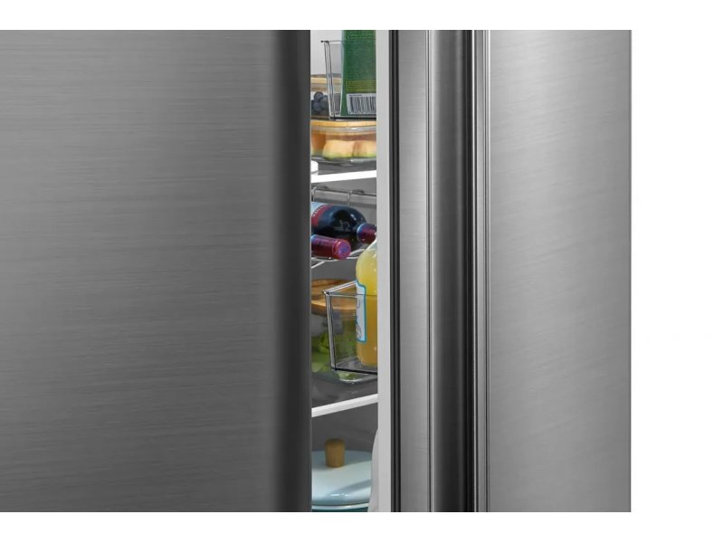 Midea MDRS710FGE46 фасад нержавеющая сталь ручки и дисплей крупный план