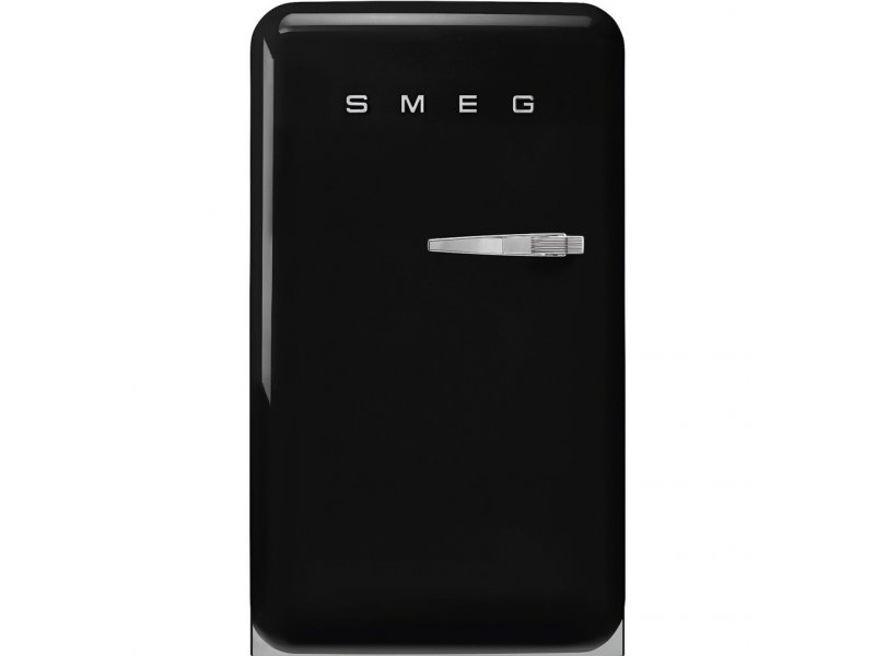 Smeg FAB10LBL6 черный — ретро-холодильник с хромированной ручкой, вид спереди