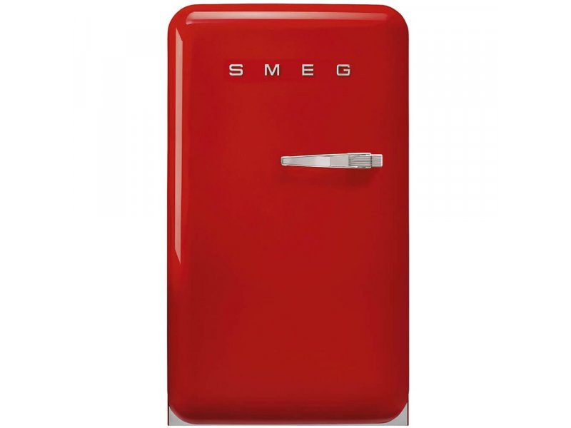 Smeg FAB10LRD6 красный — компактный ретро-холодильник, вид спереди, закрытая дверь