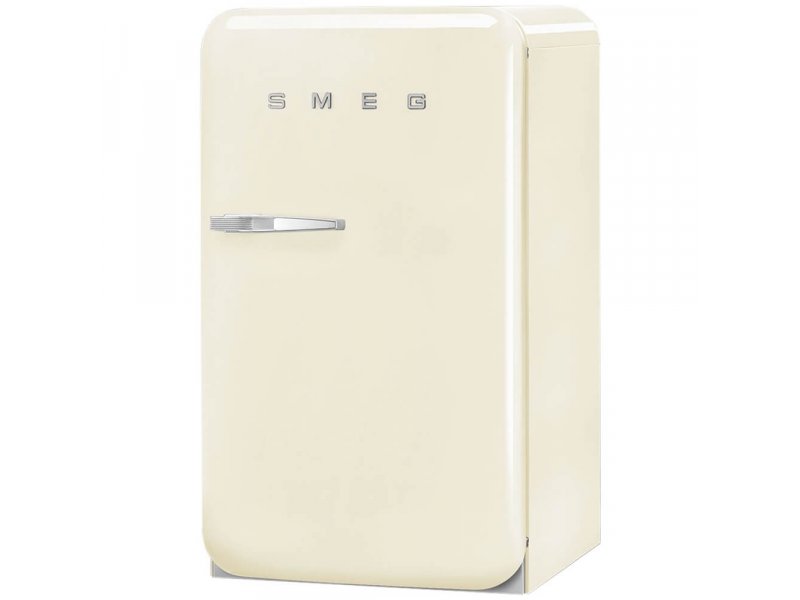Smeg FAB10RCR6 боковой профиль — скруглённые края бежевого корпуса из термоформируемого полимера