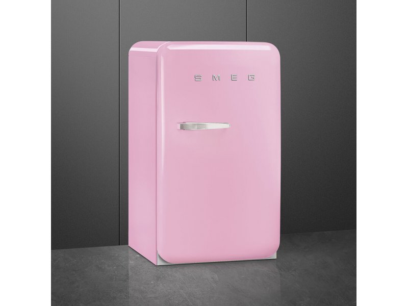 Smeg FAB10RPK6 — боковой вид, розовый корпус с округлыми углами