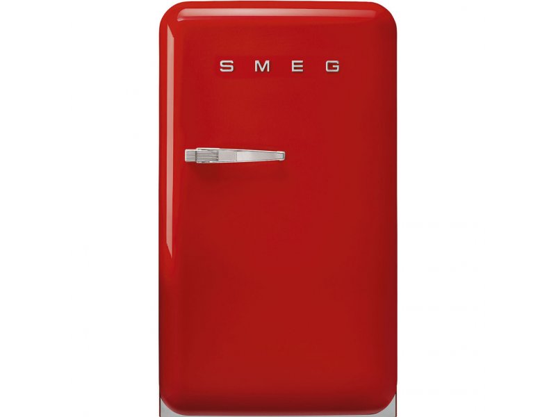 Smeg FAB10RRD6 красный — вид спереди, ретро-стиль, хромированная ручка