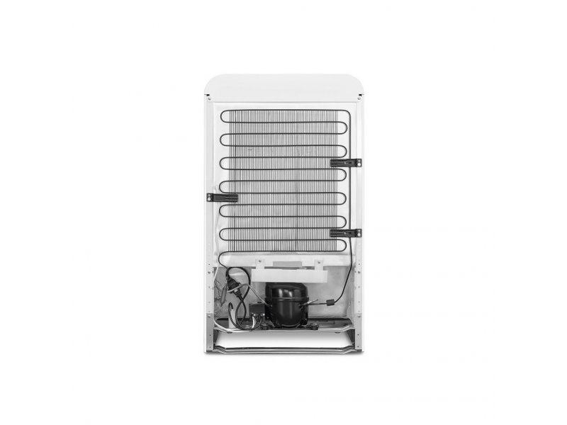 Smeg FAB10RWH6 &mdash; вид сзади с компрессором, змеевиком охлаждения и электропроводкой