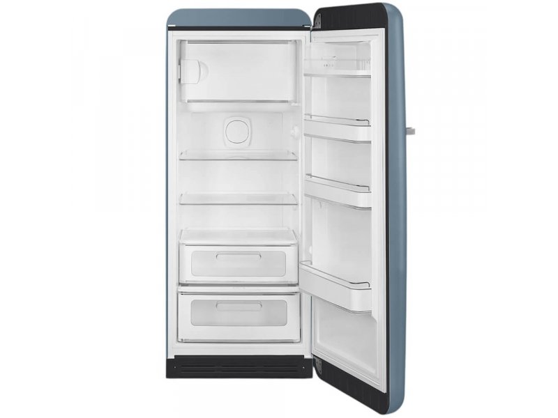 Smeg FAB28RDSB6 внутренняя организация холодильной камеры три стеклянных полки ящики для овощей