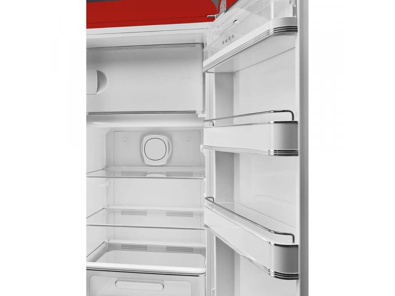 Smeg FAB28RRD6 вид спереди — красный корпус, серия FAB итальянского производства