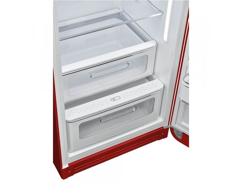 Smeg FAB28RRD6 в интерьере кухни — красный ретро-холодильник серии FAB