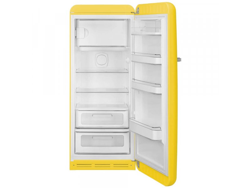 Smeg FAB28RYW6 желтый — боковой профиль, глубина корпуса 76.8 см