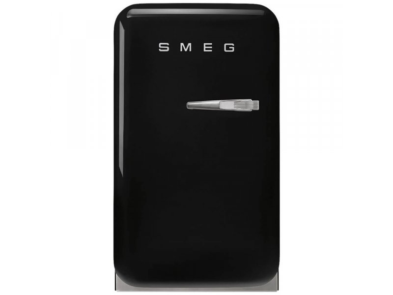 Smeg FAB5LBL6 чёрный ретро-холодильник вид спереди с хромированной ручкой