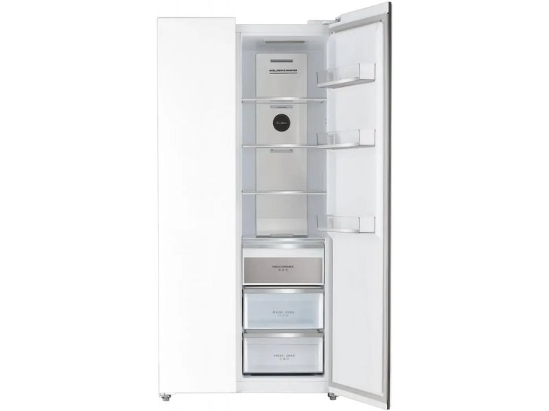 Tesler RSD-537BI правая дверь открыта — выдвижные ящики морозильной камеры