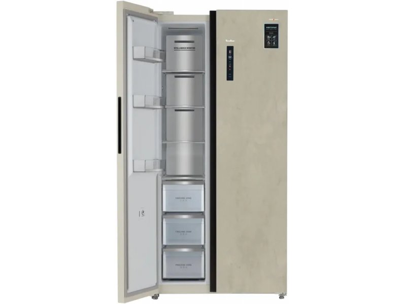 Tesler RSD-537Bi морозильная камера — выдвижные ящики и полки для хранения заморозки