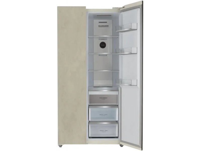 Tesler RSD-537Bi холодильная камера — стеклянные полки, ящики для овощей и фруктов