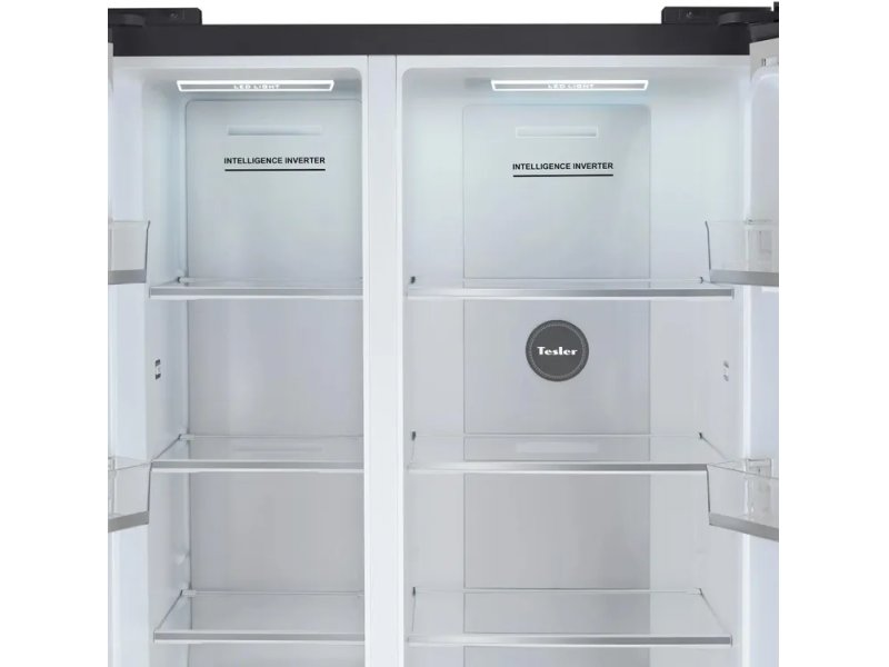 Tesler RSD-537BI внутреннее LED-освещение обеих камер, маркировка Intelligence Inverter, логотип Tesler