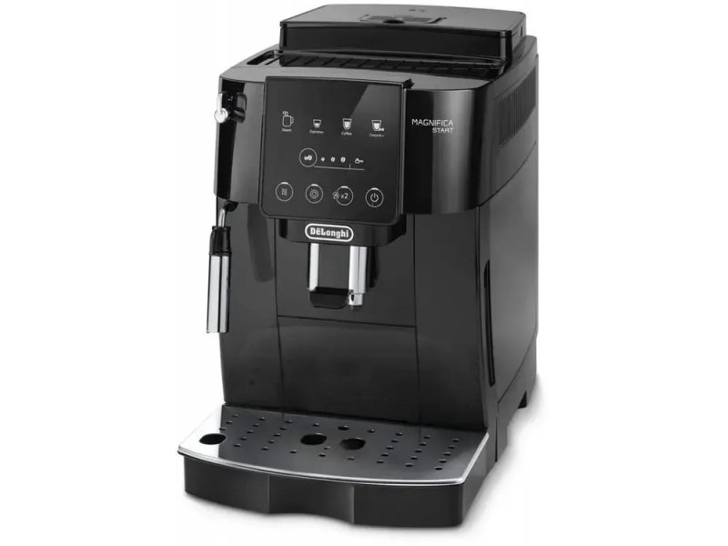DeLonghi Magnifica Start ECAM220.21.B — передняя панель с сенсорным управлением, дозатор и поддон
