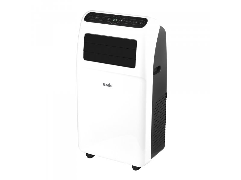 Ballu Aura BPAC-09 CP/N1_24Y мобильный кондиционер вид спереди белый корпус