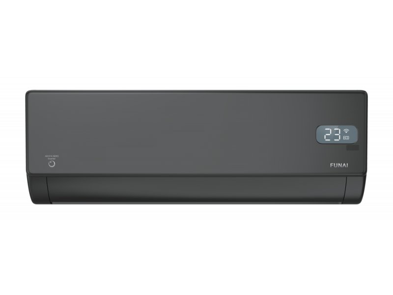 Funai RAC-I-AN25HP.D01 Akoya Nero внутренний блок в чёрном корпусе с LED-дисплеем температуры 23&deg;C
